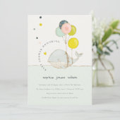 かわいい水中バルーンホエールベビーシャワー招待状 サンキューカード (スタンド正面)
