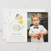 かわいい水中ホエールフォト子供の誕生日招待状 サンキューカード (正面)