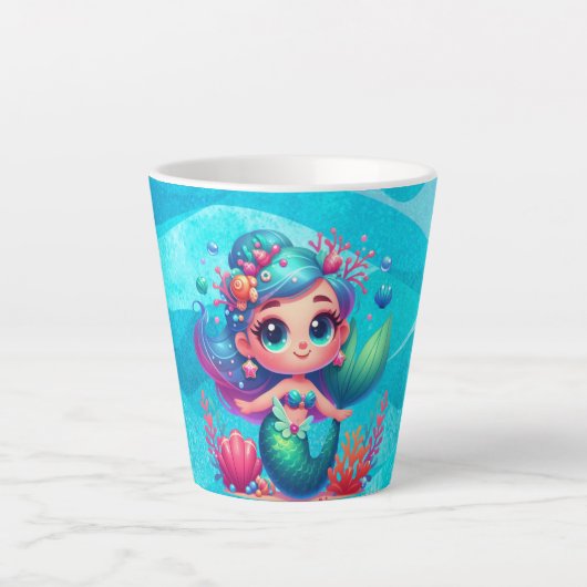 かわいい水中マーメイド カフェラテマグ (正面)
