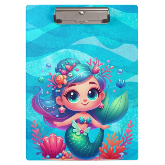 かわいい水中マーメイド クリップボード (正面)
