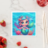 かわいい水中マーメイド スタンダードカクテルナプキン (インサイチュ)