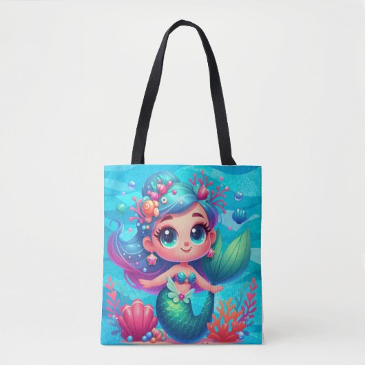 かわいい水中マーメイド トートバッグ (正面)