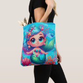 かわいい水中マーメイド トートバッグ (クローズアップ)