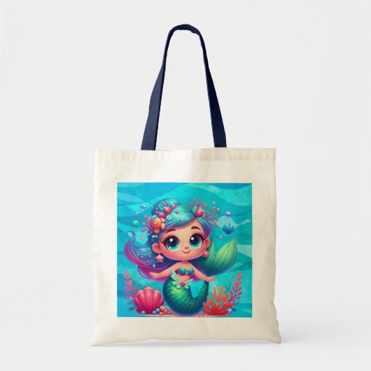 かわいい水中マーメイド トートバッグ (正面)
