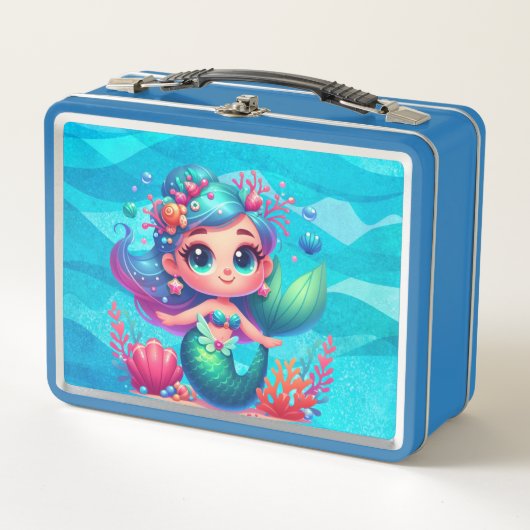かわいい水中マーメイド メタルランチボックス (正面)