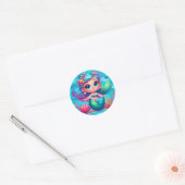 かわいい水中マーメイド ラウンドシール (封筒)