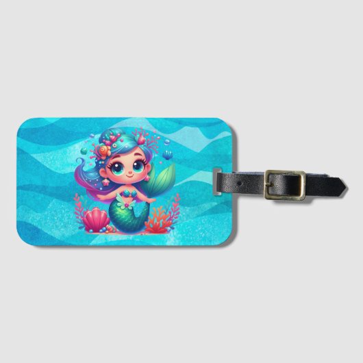 かわいい水中マーメイド ラゲッジタグ (正面横)