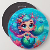 かわいい水中マーメイド 缶バッジ (正面&裏面)