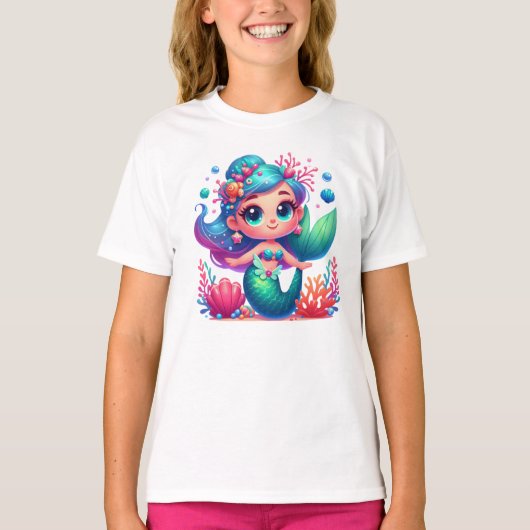 かわいい水中マーメイド Tシャツ (正面)