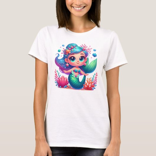 かわいい水中マーメイド Tシャツ (正面)