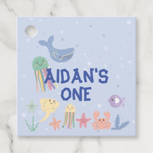 かわいい水中ワールドファースト誕生日 フェイバータグ (正面)