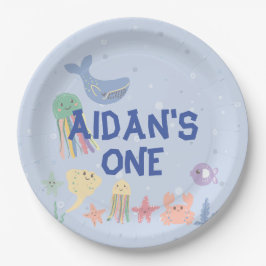 かわいい水中ワールドファースト誕生日 ペーパープレート