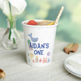 かわいい水中ワールドファースト誕生日 紙コップ