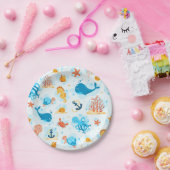 かわいい水中世界。水中競技。海寿命 ペーパープレート (パーティー)