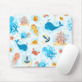 かわいい水中世界。水中競技。海寿命 マウスパッド (マウス)