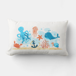 かわいい水中世界。水中競技。海寿命 ランバークッション