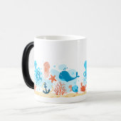 かわいい水中世界。海ライフ。水中競技 モーフィングマグカップ (正面左)