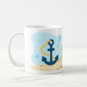 かわいい水中世界。海ライフ。航海のいかり コーヒーマグカップ (左)