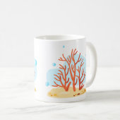 かわいい水中世界。海ライフ。赤珊瑚礁 コーヒーマグカップ (正面右)