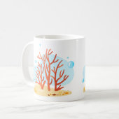 かわいい水中世界。海ライフ。赤珊瑚礁 コーヒーマグカップ (正面左)