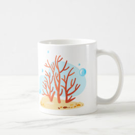 かわいい水中世界。海ライフ。赤珊瑚礁 コーヒーマグカップ
