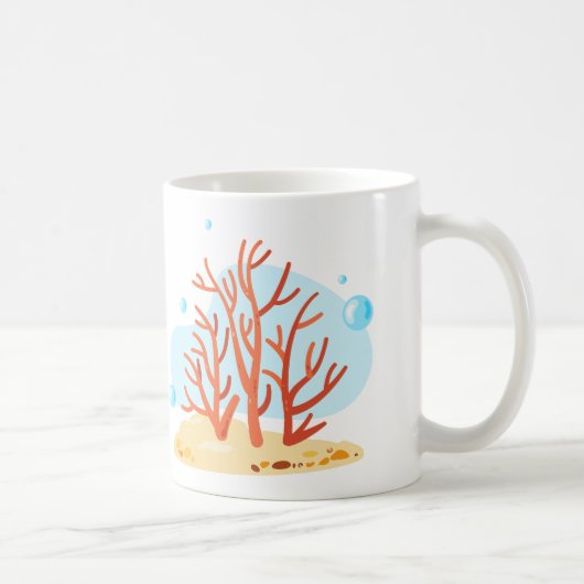 かわいい水中世界。海ライフ。赤珊瑚礁 コーヒーマグカップ (右)