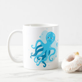 かわいい水中世界。海ライフ。青タコ コーヒーマグカップ