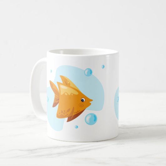 かわいい水中世界。海ライフ。魚 コーヒーマグカップ (正面左)
