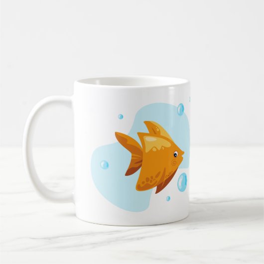 かわいい水中世界。海ライフ。魚 コーヒーマグカップ (左)