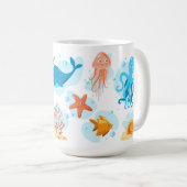 かわいい水中世界。海寿命 コーヒーマグカップ (正面右)
