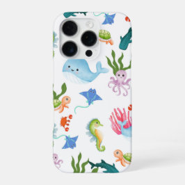 かわいい水中友達 - 海の生き物パターン iPhone 16 PROケース