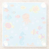 かわいい水中場面 ガラスコースター (裏面)