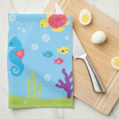 かわいい水中場面 キッチンタオル (四つ折り)