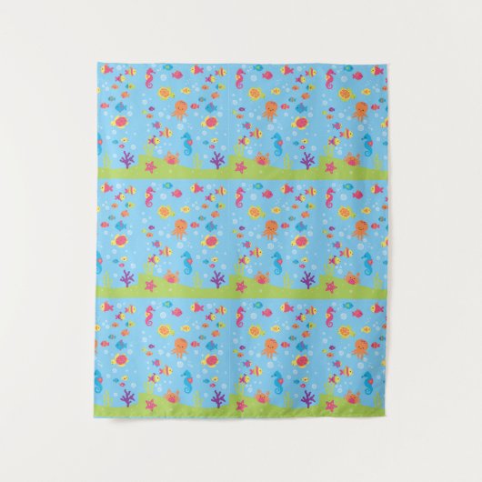 かわいい水中場面 タペストリー (正面)