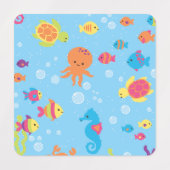 かわいい水中場面 ラベル (デザイン2)