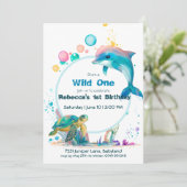 かわいい水中最初の誕生日 招待状 (スタンド正面)