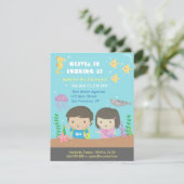 かわいい水中水族館子供の誕生日パーティー 招待状 (スタンド正面)