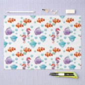 かわいい水中海シーライフ魚のデカップページ 薄葉紙 (クラフト)