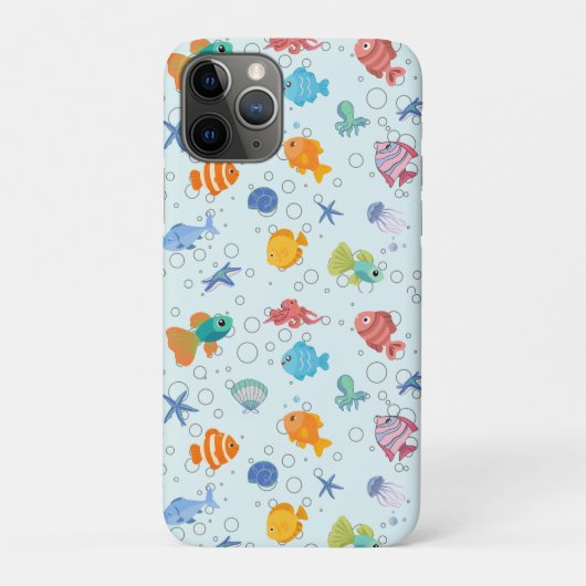 かわいい水中海洋生物とカラフルな魚のiPhoneカバー Case-Mate iPhoneケース (裏)