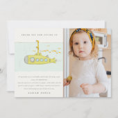 かわいい水中潜水艦の写真任意の年齢誕生日 サンキューカード (正面)