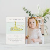 かわいい水中潜水艦の写真任意の年齢誕生日 サンキューカード (スタンド正面)