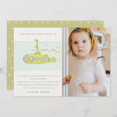 かわいい水中潜水艦の写真任意の年齢誕生日 サンキューカード (正面/裏面)