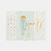 かわいい水中潜水艦モノグラムベビーマイルストーン フリースブランケット (正面(横))