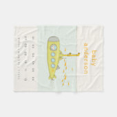 かわいい水中潜水艦モノグラムベビーマイルストーン フリースブランケット (正面(横))