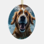 かわいい水中黒犬スイミングオーナメント セラミックオーナメント (右)