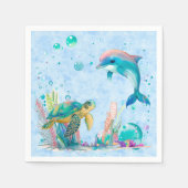 かわいい水中 スタンダードカクテルナプキン (正面)