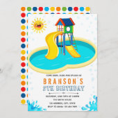 かわいい水公園の誕生日のテーマの招待 招待状 (正面/裏面)