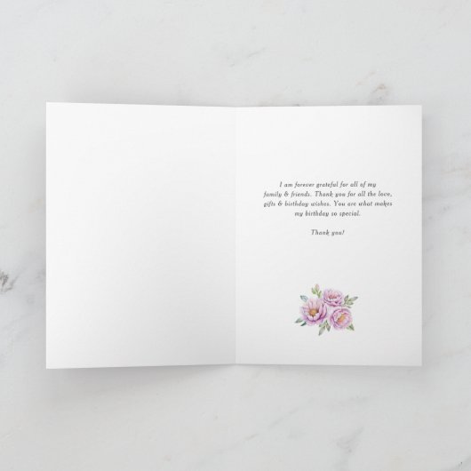 かわいい水彩うさぎとピンクの花のリース サンキューカード (内部)