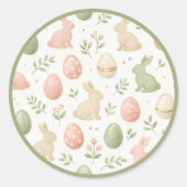 かわいい水彩うさぎと卵のイースターおまけステッカー ラウンドシール (正面)