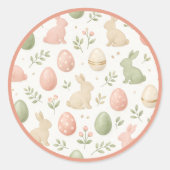 かわいい水彩うさぎと卵のイースターおまけステッカー ラウンドシール (正面)
